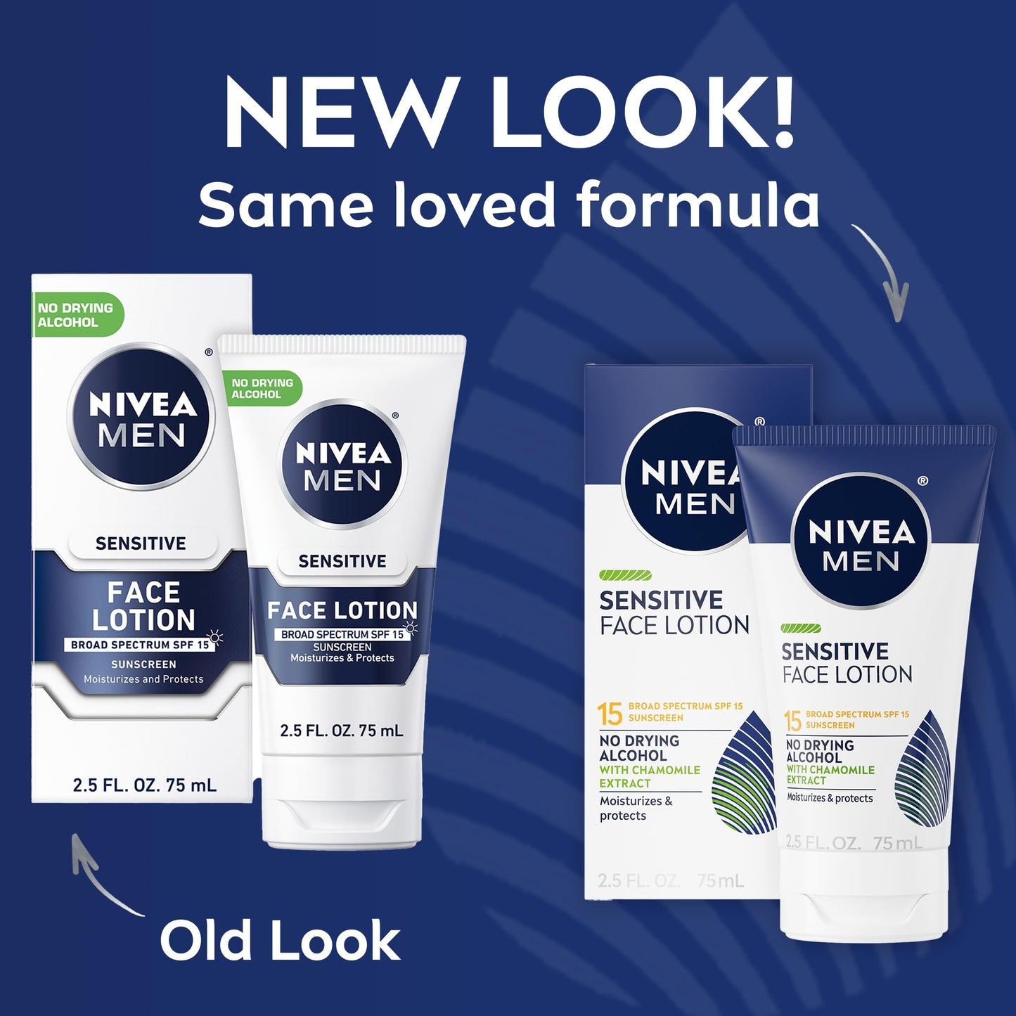 NIVEA MEN Sensitive Face Lotion with SPF 15, Broad Spectrum Sunscreen, 3 Pack of 2.5 Fl Oz Tubes