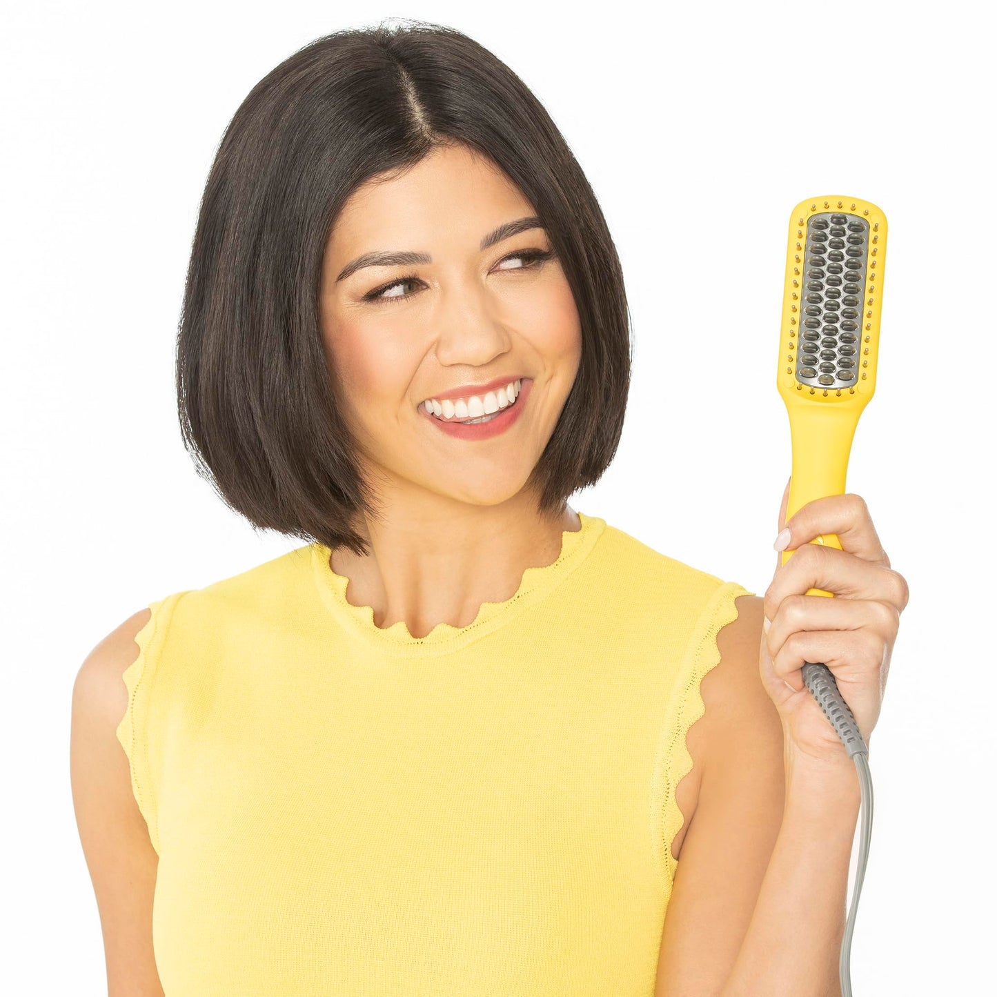 Drybar The Baby Brush Crush Mini Heated Straightening Brush, Corded Electric, Yellow