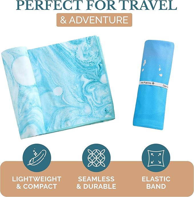 Casa Platino Beach Towel Set of 4 – Extra Large 32"x71" Microfiber Pool Towels, Quick Dry and Sand Free with Mesh Bag, Dual Side Printed, Lightweight Travel & Beach Essentials for Women – Byron Bay