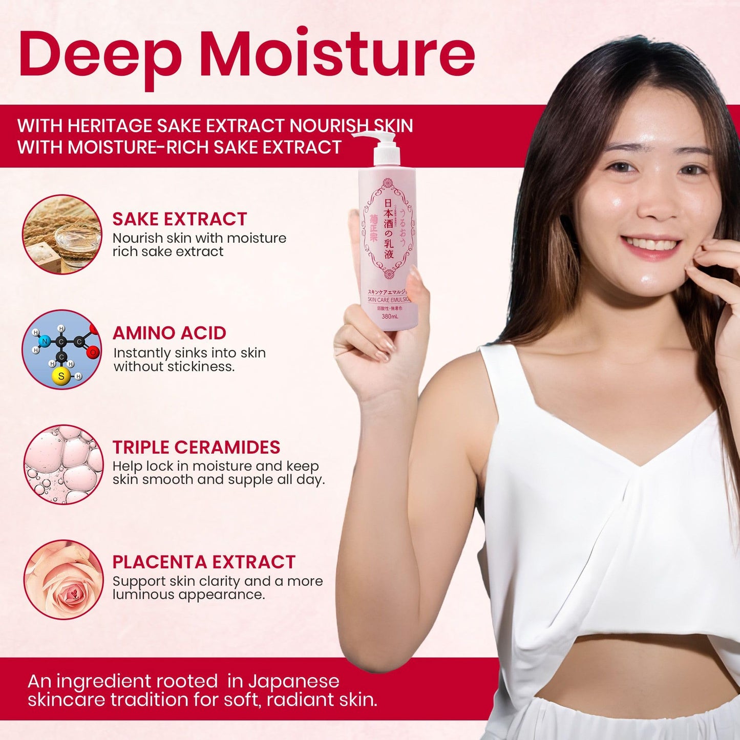 Kikumasamune Full Body Lotion for Women, Natural Body Lotion for Men with Fermented Rice, Sake Extract, Ceramides& Amino Acids, Body Moisturizer & Moisturizing BODY LOTION, Japanese Skincare 12.8Fl Oz