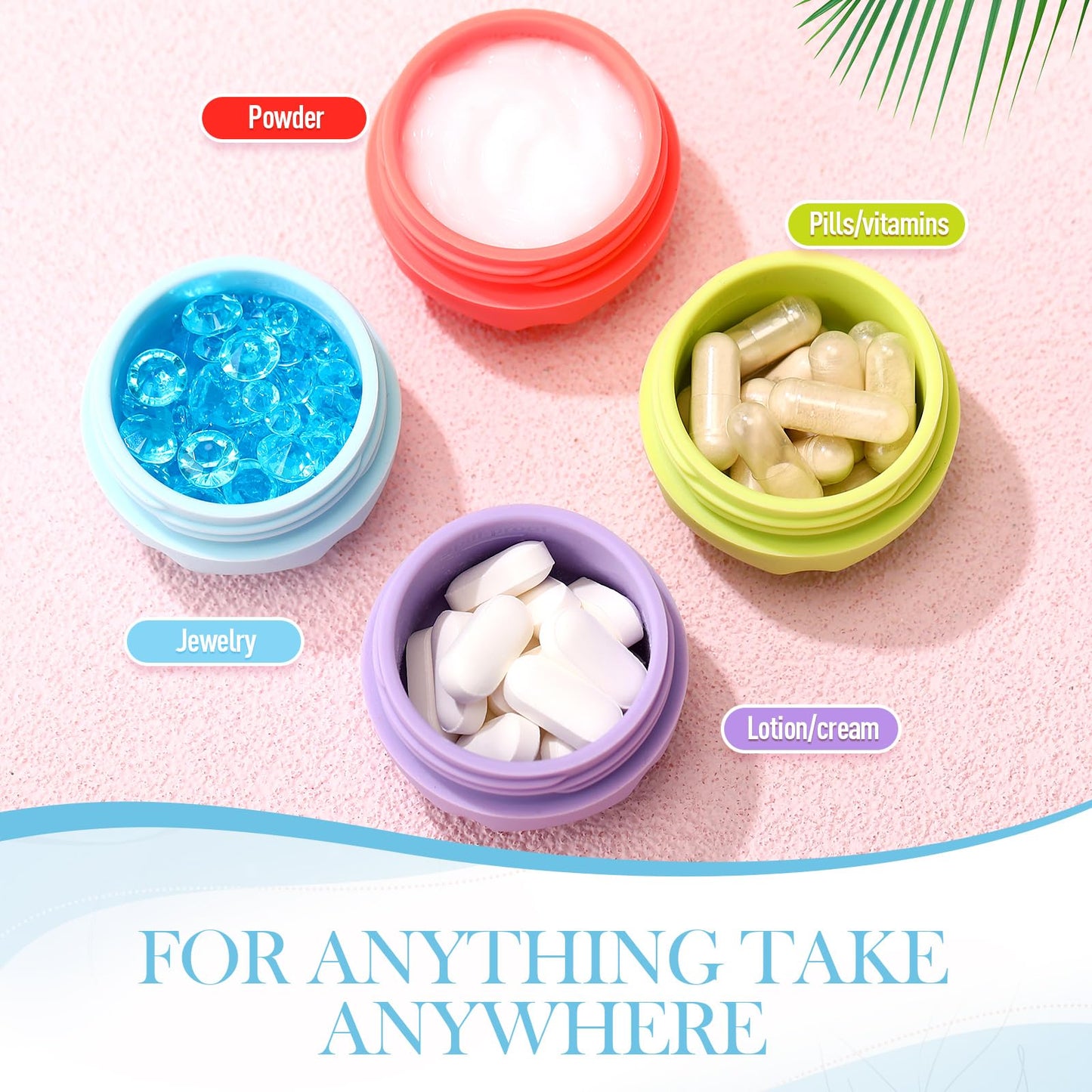 Meanplan 8 Pcs Small Silicone Cream Jars with Lids 1 Oz/ 30 ml Travel Containers for Toiletries Mini Cosmetic Jars Refillable Travel Moisturizer Container for Makeup Face Body Hand Cream