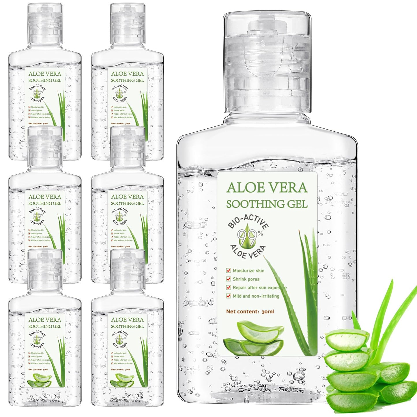 Dansib 6 Pcs Mini 1oz Soothing Moisture Gel Travel Size Moisturizing Face Skin Gel Bulk After Sun Lotion Wedding Beach Summer Party Supplies(Regular)