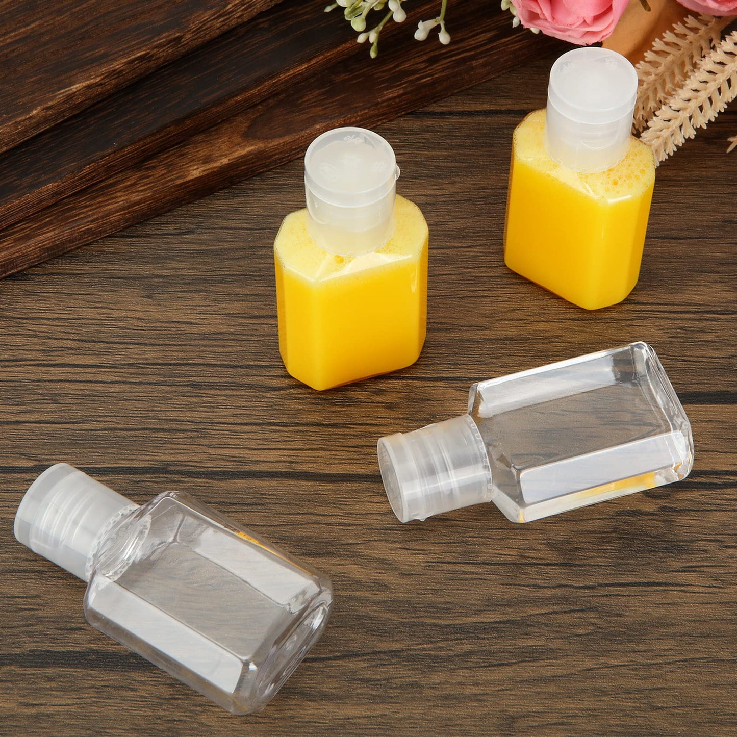 100PCS 1oz Travel Bottles with Caps Mini Small Plastic Travel Shampoo Bottles Empty Bottles, Refillable Cosmetic Containers with Flip Cap Clear Small Bottles for Liquid, Lotions, Toner, Body Soap