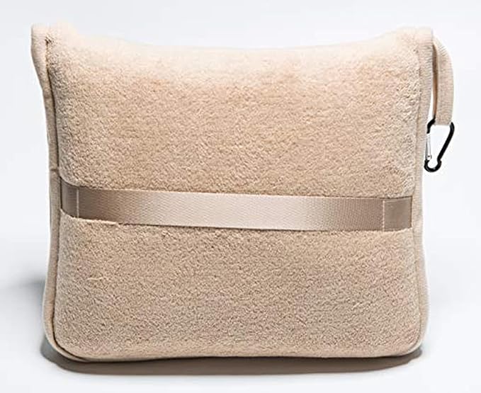 BlueHills Premium Soft Tall Travel Blanket Pillow for Airplane Traveling Essentials Long Flight Trip Throw in Bag case with Backpack Clip Compact Large Plane Accessories Beige T053
