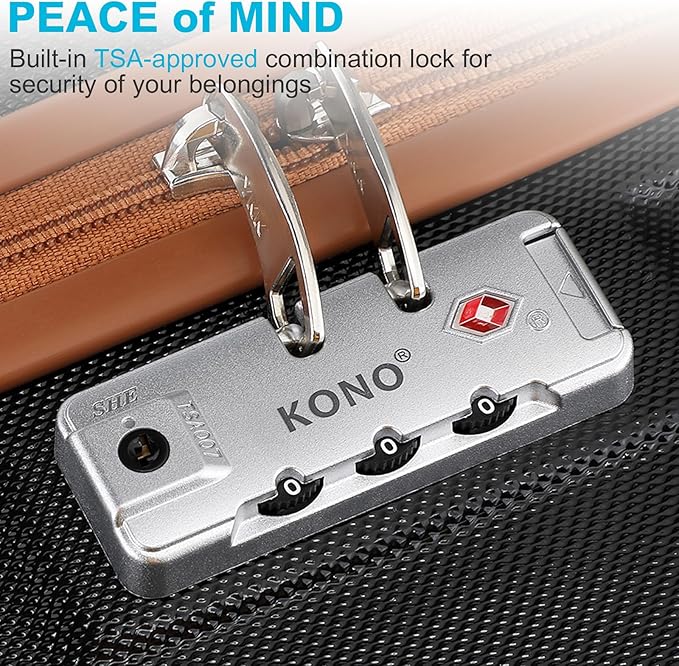 Kono 24 Inch Luggage Suitcase Lightweight with Spinner Wheels TSA Lock Hardside Medium Checked Luggage Durable Rolling Suitcase Apricot Black