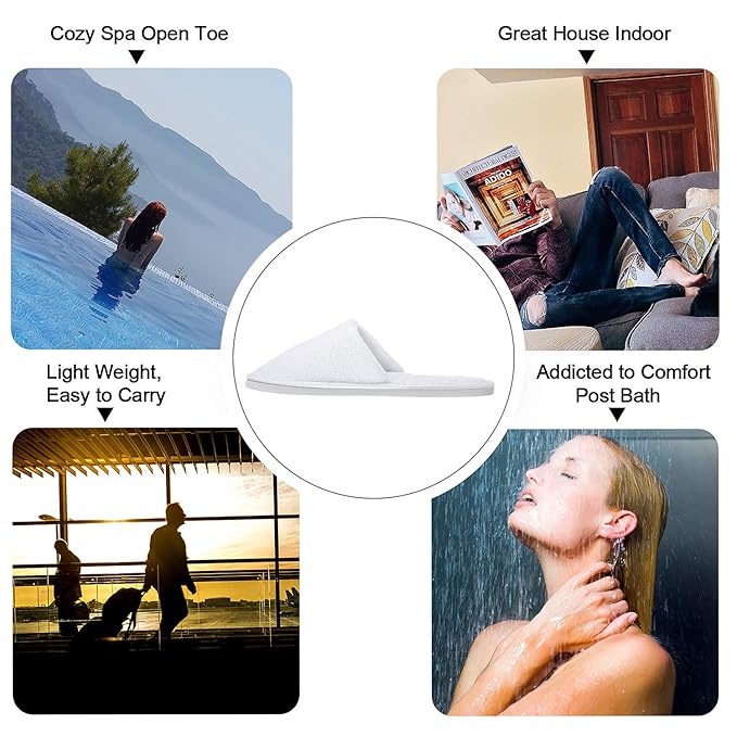 AhfuLife Spa Slippers - 5 Pairs of Disposable, Non-slip Guest Slippers for Hotel, Wedding, Travel & Bedroom