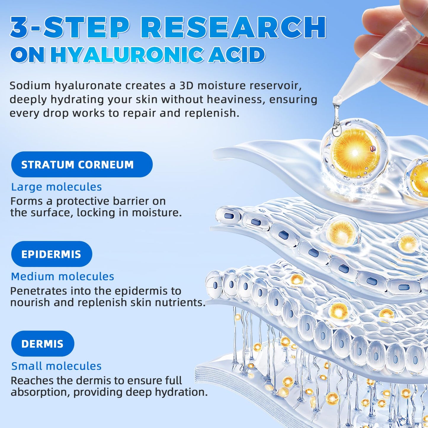 Hyaluronic Acid Serum for Face, Hyaluronic Acid, Enriched with 3% Hyaluronic Acid, Provides Long-Lasting Hydration and Enhances Skin's Elasticity and Firmness - 30 Sticks