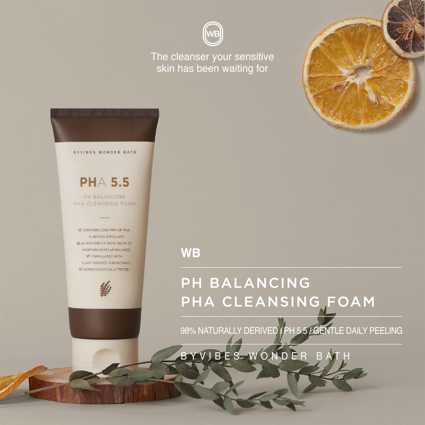 CHOSUNGAH BEAUTY PH Balancing PHA Cleansing Foam - Korean Face Wash for Sensitive Skin, Gentle Hydrating Facial Cleanser, Exfoliating Skin care, 4.4 Fl Oz (130ml)