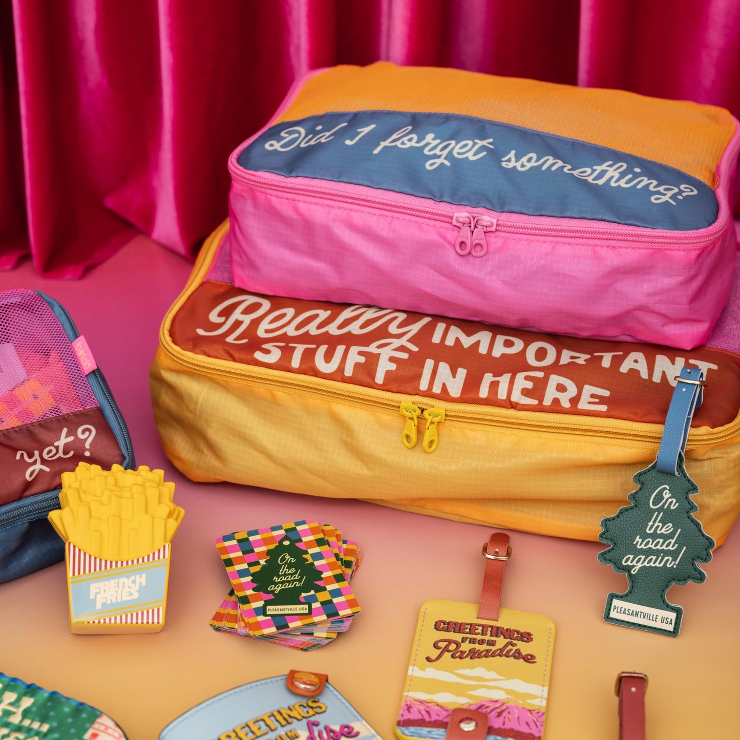 ban.do Getaway Polyester and Mesh Packing Cube Set, Includes 4 Soft Luggage Organizers in Various Sizes (Really Important Stuff)