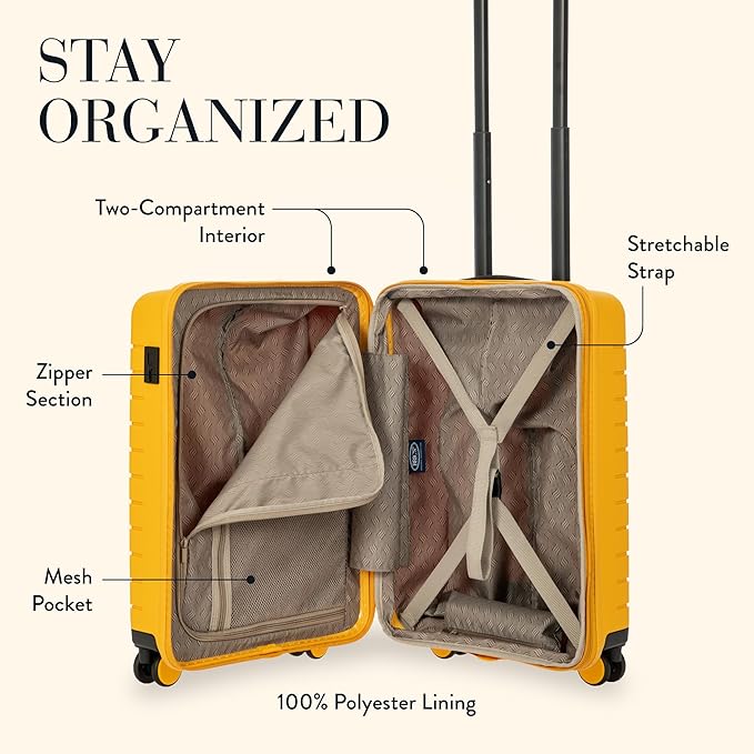 Bric's B|Y Ulisse 21-Inch Spinner - Luxury Carry-On Luggage With Spinner Wheels - Hard Shell Suitcases Made From Durable Polypropylene and Polycarbonate - Mango