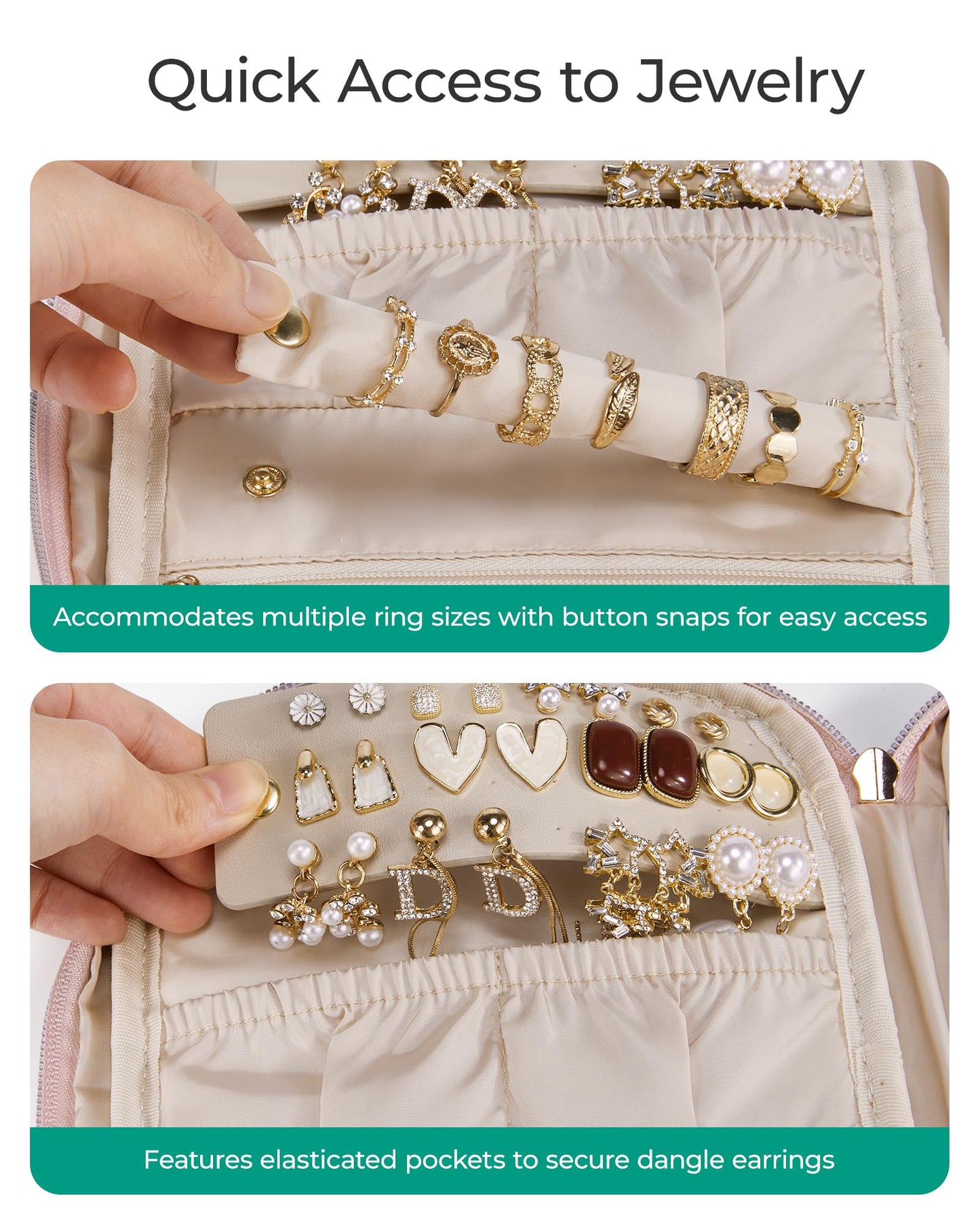 BAGSMART Travel Jewelry Case Jewelry Organizers and Storage Earings Holder Organizer for Women Necklace Holder Jewelry Rolls for Necklaces, Earrings, Bracelets-Black