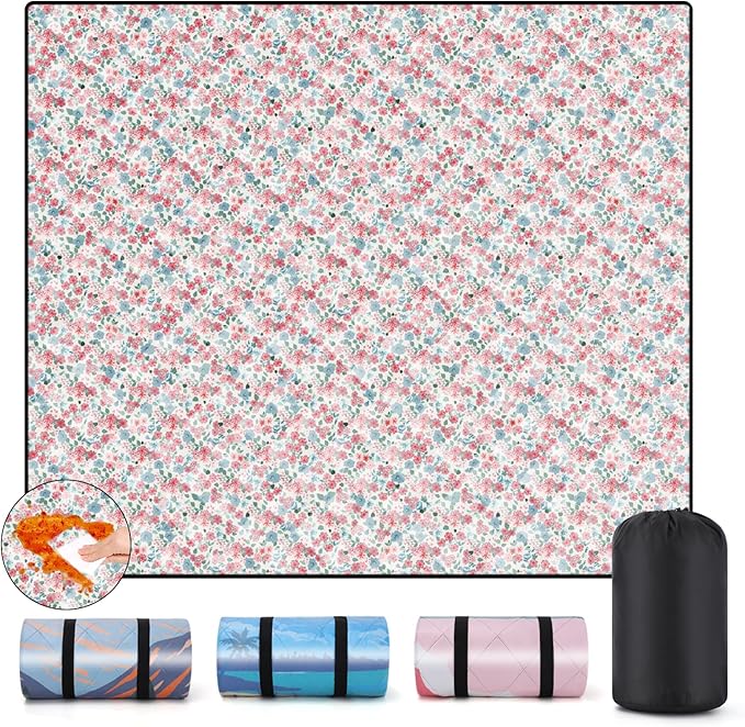 60x80'' Picnic Blankets Extra Large Waterproof Sand Repellent Packable Outdoor Beach Park Grass Stadium Meditation Mat Summer Campers Backpack Gadgets Rv Vacation Organization Gifts for Couple