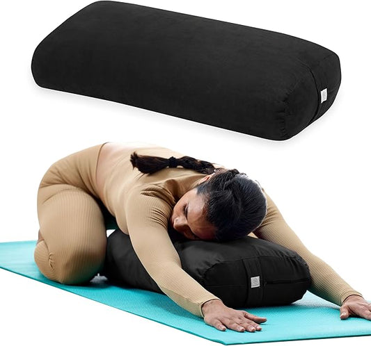 Gaiam Yoga Bolster - Long, Rectangular Meditation Pillow - Supportive Cushion for Restorative Yoga and Sitting on the Floor - Built-In Carrying Handle - Machine Washable Cover'
