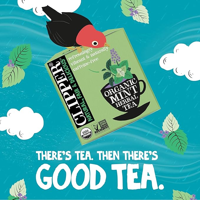 Clipper Tea Mint Herbal Teabags – Caffeine Free, USDA Organic, Great Hot or Iced – Refreshing, Natural, Fair & Delicious – 50 Tea Bags