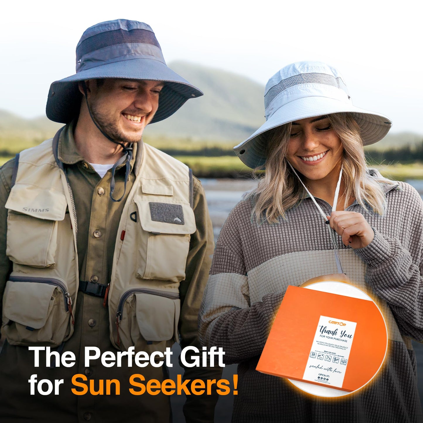 GearTOP Wide Brim Sun Hat for Womens and Mens Sun Hats - UV Protection Fishing Hat Safari Hat for Hiking Gardening & Beach Large Khaki