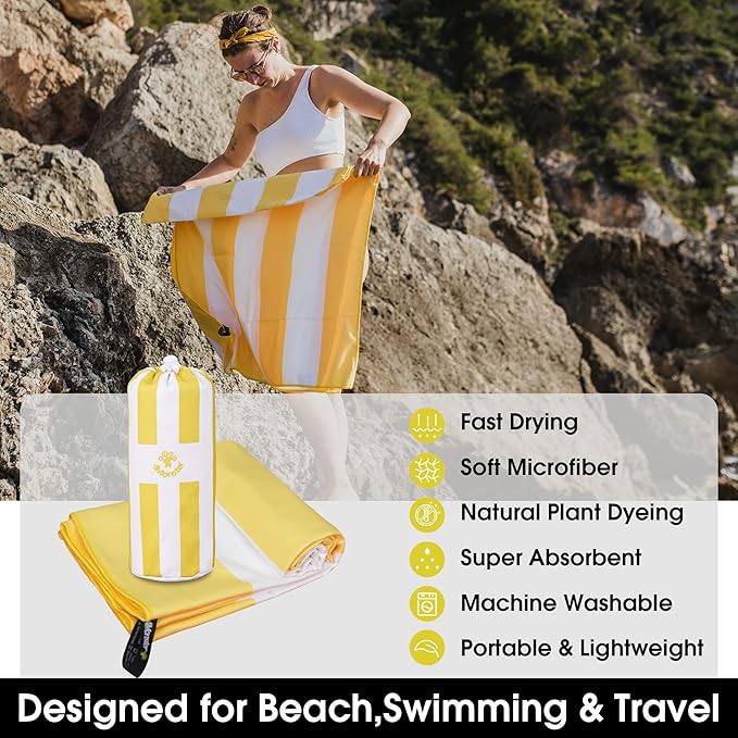 4Monster Microfiber Beach Towel Quick Dry,Super Absorbent Lightweight Travel Towel for Swimmers, Sand Free Camping Towel, Beach Towels for Pool,Swim,Water Sports,Yoga