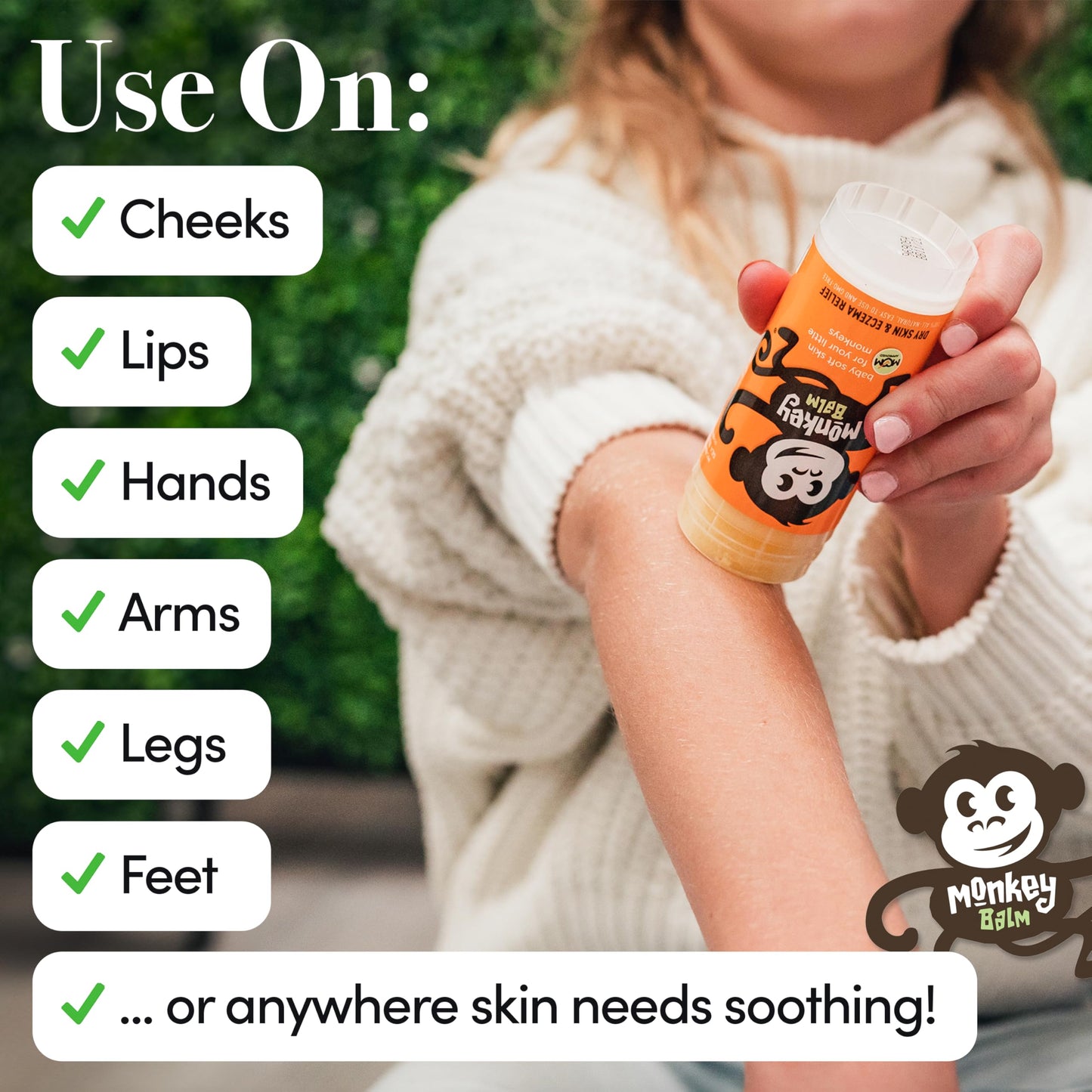 Monkey Balm All Natural Multi-Purpose Skin Solution (Safe for Babies & All Ages) Use on Dry, Cracked Skin, Irritation, Rashes, 0.6oz Healing Balm (2 Pack)