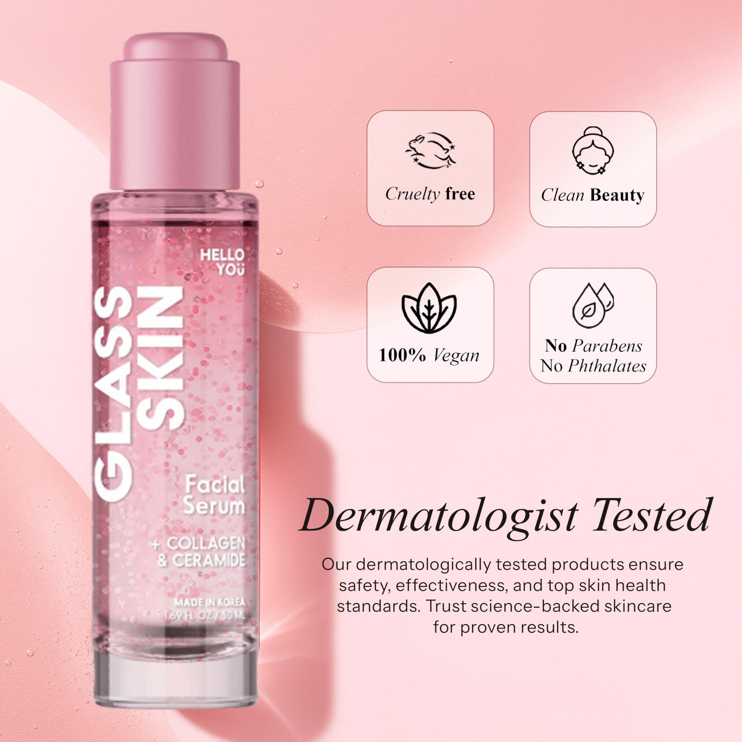 Hello You Collagen Face Serum with Ceramide - Dermatologist Tested, Anti-Aging, Korean Skin Care - Hydrates, Improves Skin Barrier, Promotes Glass Skin, Reduces Fine Lines & Wrinkles - 1.69 Fl Oz