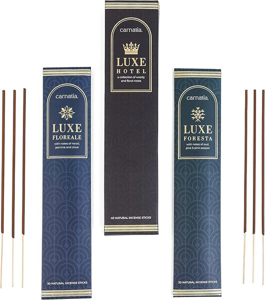 Carnatia Luxe Hotel Collection Incense Sticks – Set of 2 Premium Scents Inspired by Serene Stays & Boutique Retreats | Slow-Burning, Long-Lasting Incense for a Relaxed & Refined Home Ambiance!