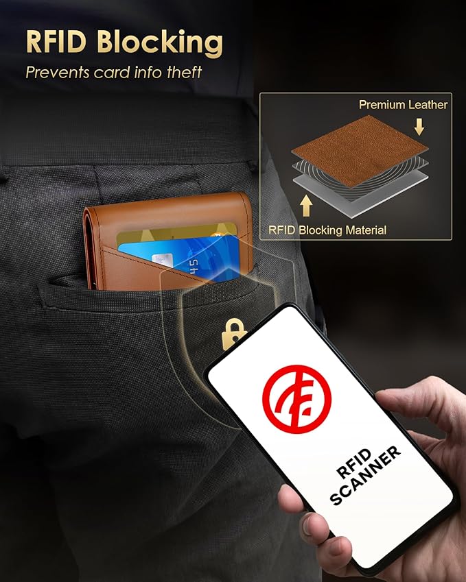 2025 Wallet for Men - RFID Blocking [Functional & Practical] Bifold Slim Minimalist Credit Card Holder Pop Up Wallet Metal Case with Cash Slot, Front Pocket with ID Window, Gift Boxed