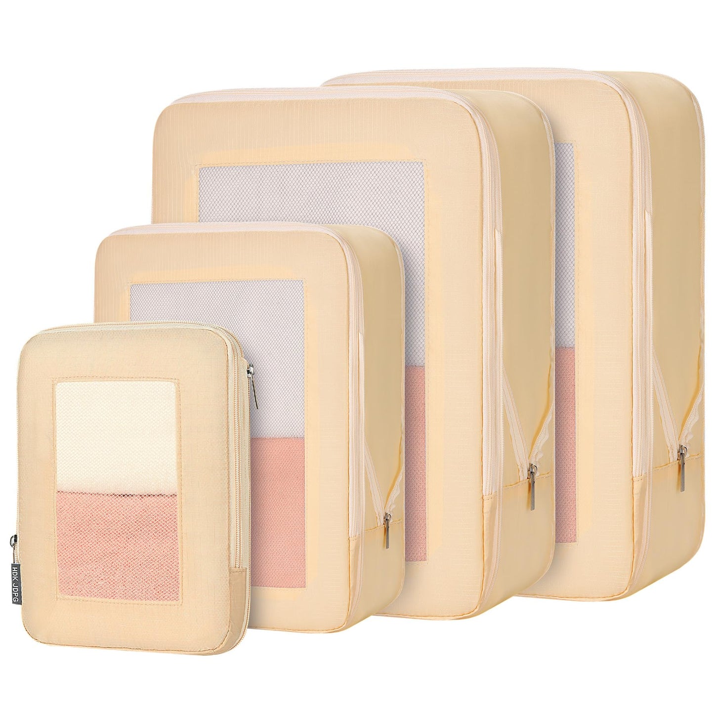 HDKJDPG 4 Set Compression Packing Cubes Travel for Suitcases,Compressible Mesh Packing Cubes for Travel Women Packing Organizers Ultralight