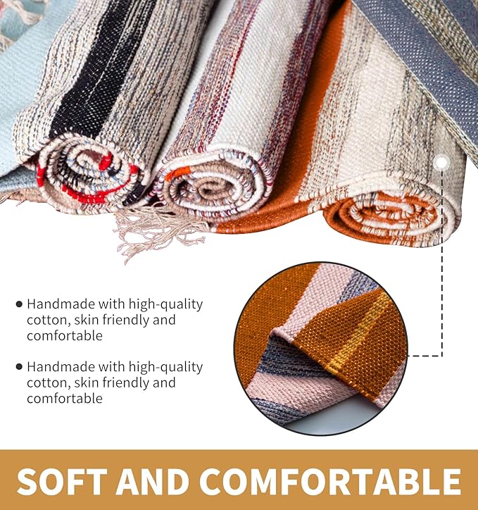 Cifupy Handmade Organic Yoga Mat made with Organic Cotton Yoga Mat - Non Slip Hand-Woven Foldable Yoga Rug Provides Excellent Comfort, Traction & Support for Indoor & Outdoor Use - 24 x 72 Inches