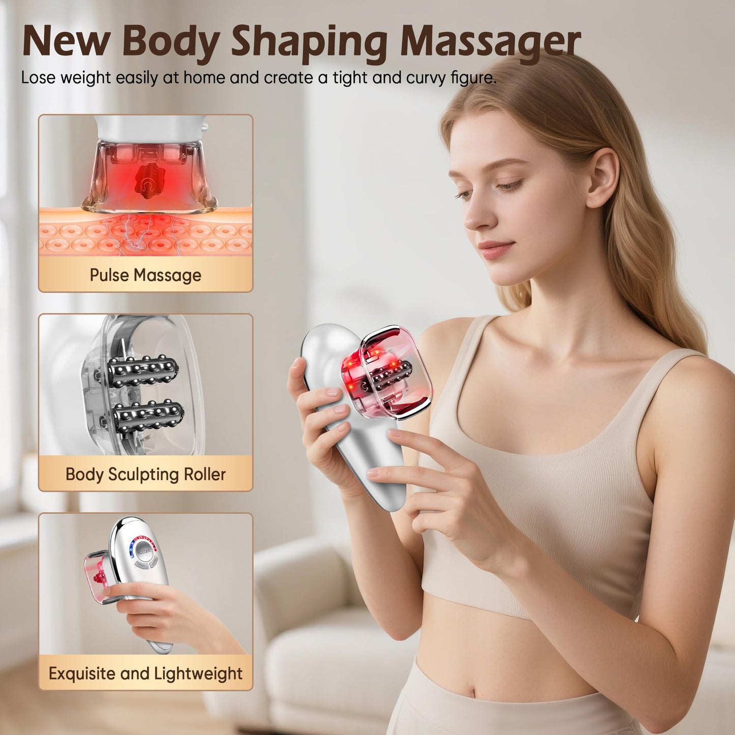 Body Sculpting Machine - Skin Tightening Device for Body, Portable Cellulite Machine for Home Use, Adjustable Body Sculpting Machine, Suitable for Thighs, Abdomen, Waist,Effectively Tightens the Skin