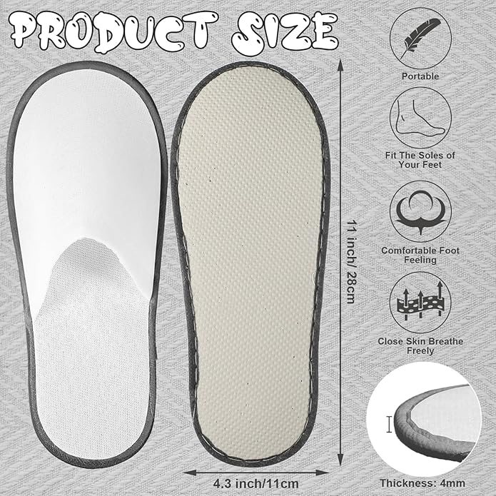 JaGely 120 Pairs Bulk Disposable Slippers Non Slip Hotel Spa Slippers Fluffy Closed Toe for Home Indoor Wedding Travel Party Guests Men Women