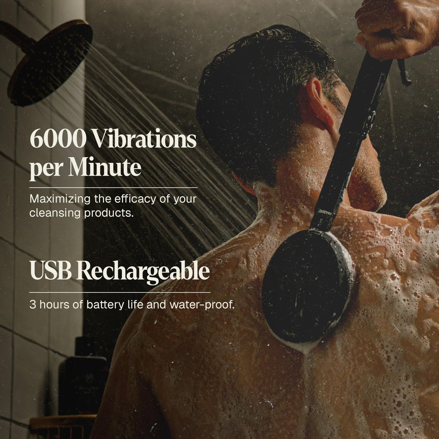 Black Wolf Silicone Body Scrubber & Exfoliator - Vibrating Loofah Shower Scrubber Brush with Handle Extension for Back - Deep Cleaning & Exfoliating Body Scrub - Bath Hygiene Essentials - Men & Women