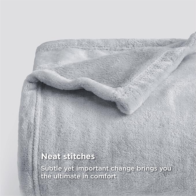 Bedsure GentleSoft Fleece Blankets Queen Size Light Grey - Bed Blanket Soft Lightweight Plush Fuzzy Cozy Luxury Microfiber, 90x90 inches
