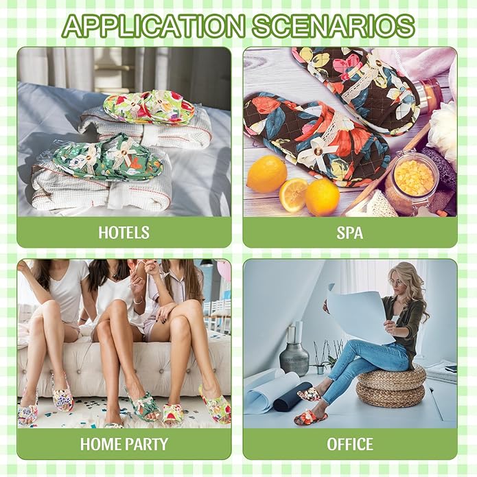 Chuarry 5 Pairs Floral Cotton House Slippers for Women, Soft Open Toe Indoor Spa Slippers for Guests Non Slip Washable Comfortable Portable Shoes for Hotel Travel Bedroom Airplane Party