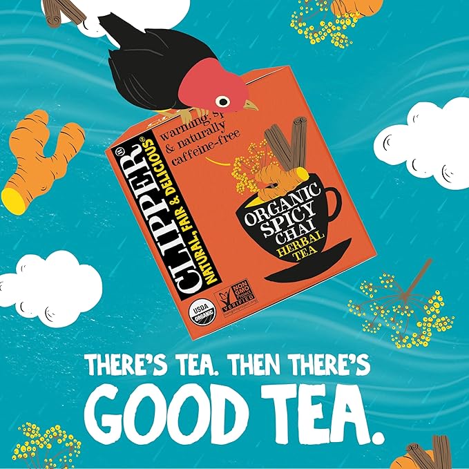 Clipper Tea Spicy Chai Herbal Tea – Caffeine Free, USDA Organic, Great Hot or Iced – Warming, Spicy, Natural, Fair & Delicious – 50 Tea Bags