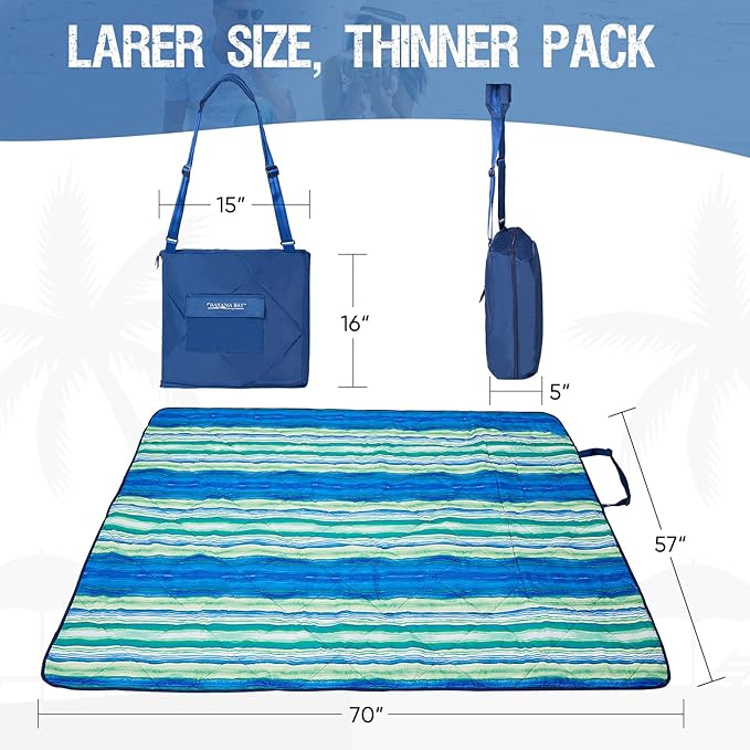 Beach Blanket Waterproof Sandproof Picnic Blankets 70” x 57” Camping Foldable Beach Mat Sand Free Large Portable Washable Play Mat Lightweight for Outdoor Park