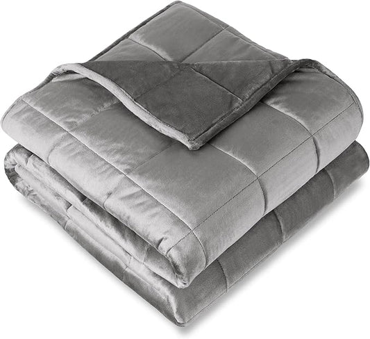 Bare Home Weighted Blanket Queen Size 17lb (60" x 80") for Adults - Minky Fleece - Premium Heavy Blanket Nontoxic Glass Beads (Light Grey, 60"x80")