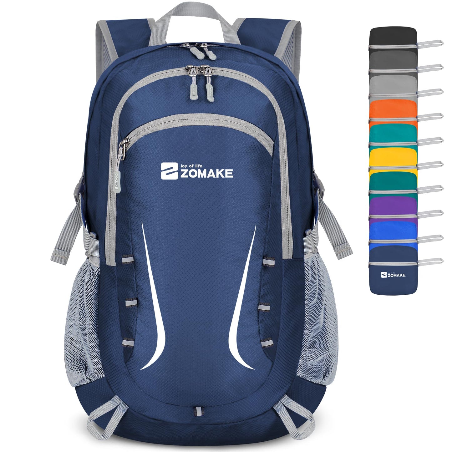 ZOMAKE Lightweight Packable Backpack 35L, Foldable Backpacks Water Resistant Collapsible Light Daypack for Hiking(Navy Blue)