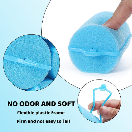 Jumbo Foam Sponge Hair Roller Soft Sleeping rollers Curvy Wavy Hairstyle Curling Hair Styling Tools 24 Pieces Use For Long Hair Short Hair Ladies And Children 2"X2.75"(blue)