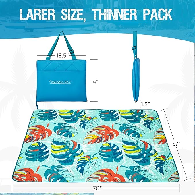 Beach Blanket Waterproof Sandproof Picnic Blankets 70” x 57” Camping Foldable Beach Mat Sand Free Large Portable Washable Play Mat Lightweight for Outdoor Park