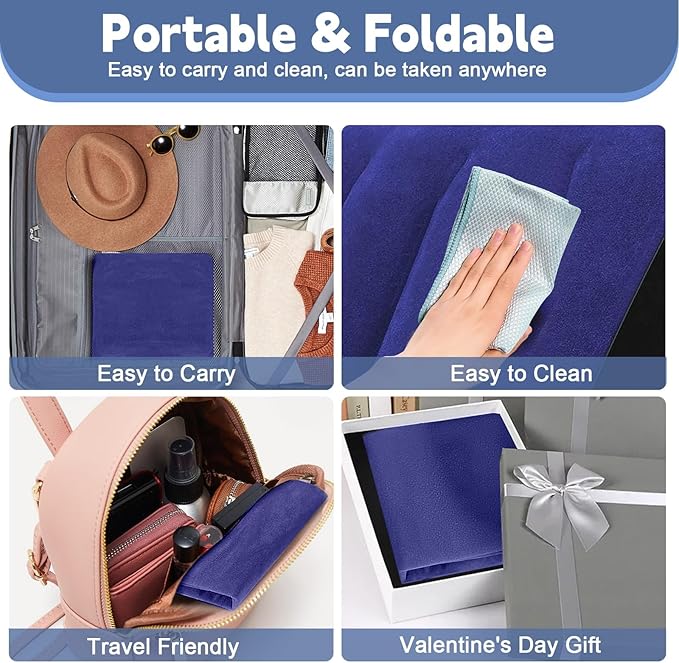 Inflatable Bed Wedge Pillow for Traveling – Portable Inflatable Cushion for Sleeping in Bed, Leg Elevation & Back Support, Quick Inflate Camping Pillow, Home & Airplane Use(Blue)