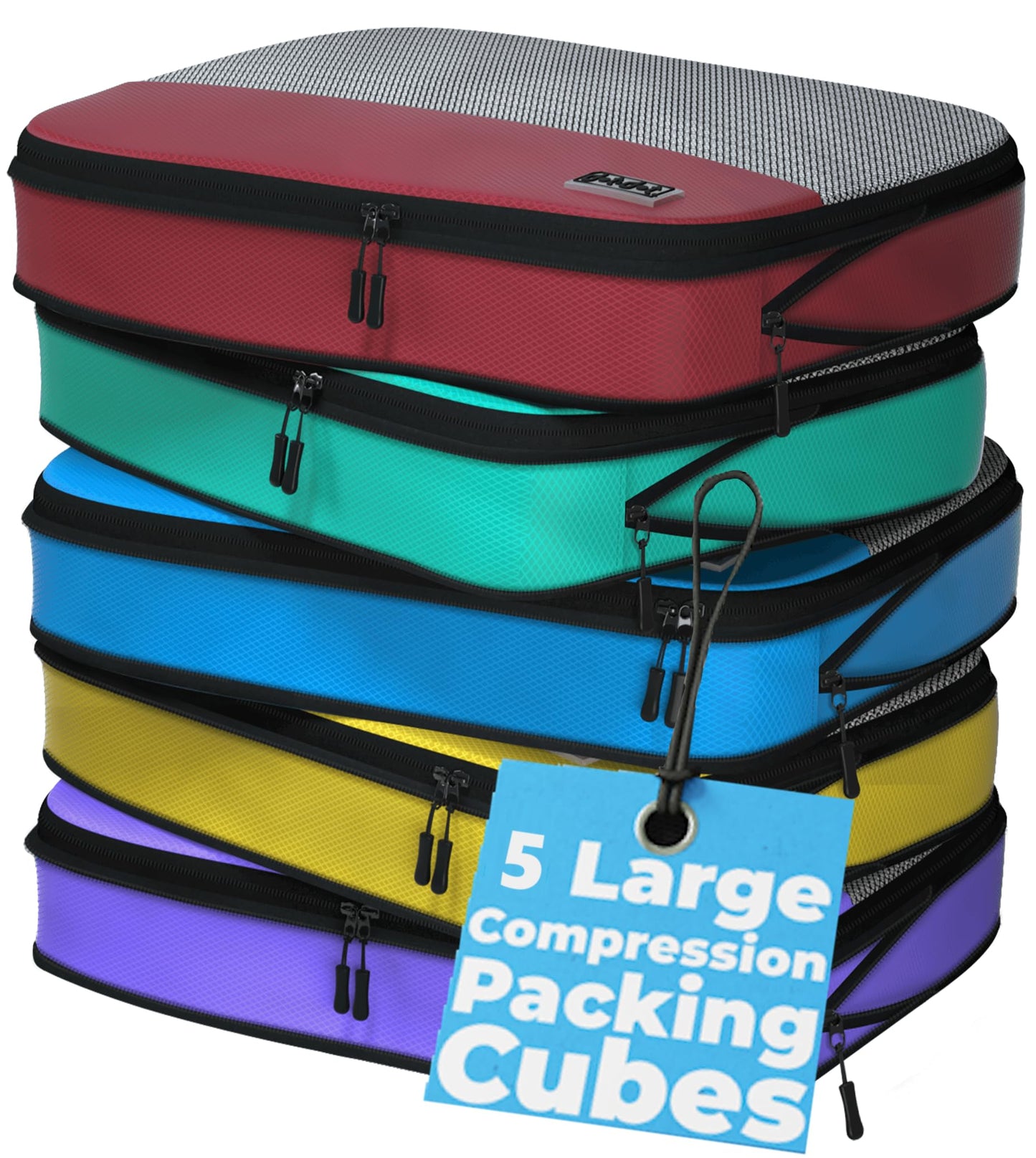 Large Compression Packing Cubes for Travel - 5 Pcs set of Packing Cubes Compression, Carry on Suitcase Organizer Bags - Travel Cubes Organizer Bags for Luggage