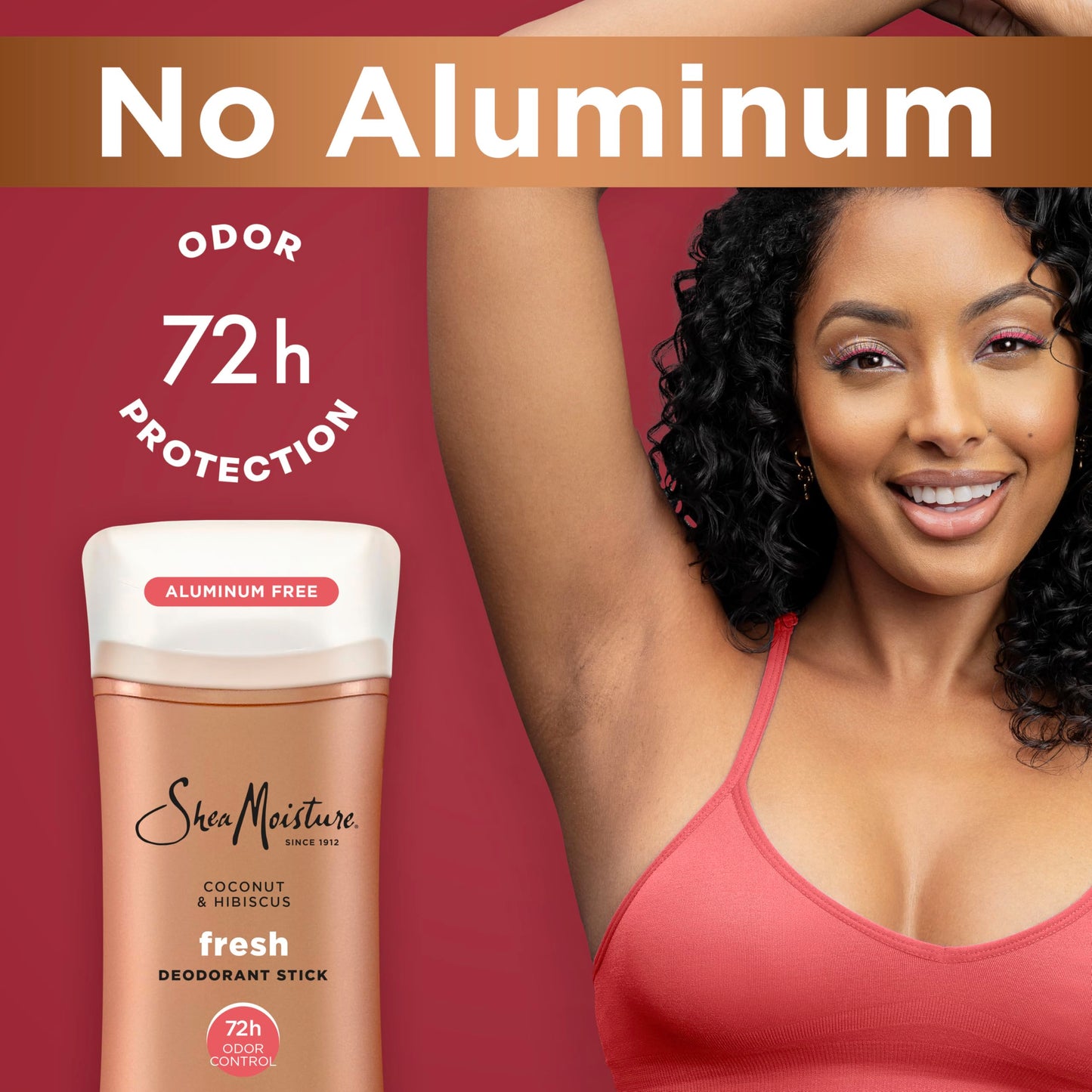 SheaMoisture Deodorant Stick 72h Odor Control Coconut & Hibiscus Fresh Aluminum Free 2.6 oz