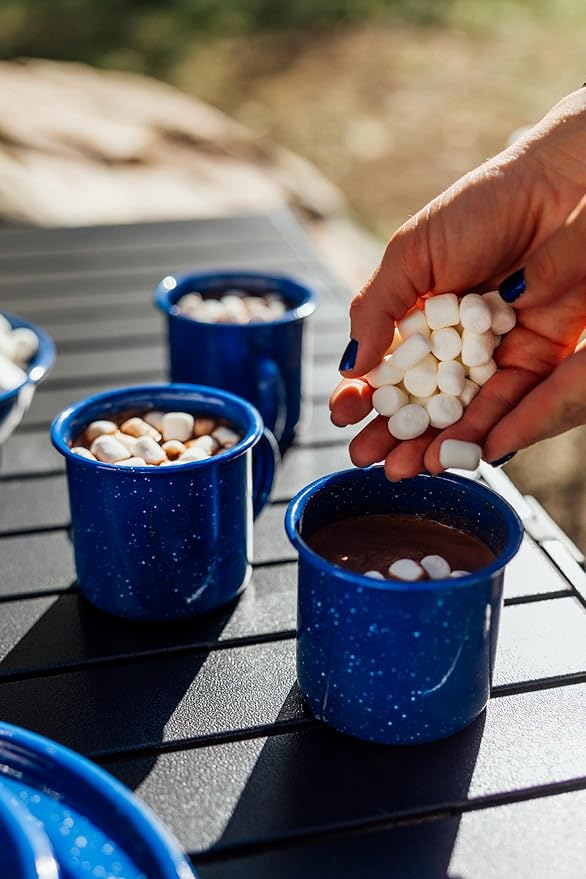 12 oz. Enamel Coffee Mug for Camping/Hiking, Durable Enamel Dishware, by Caddis Sports (12 Oz. (4 Pack))