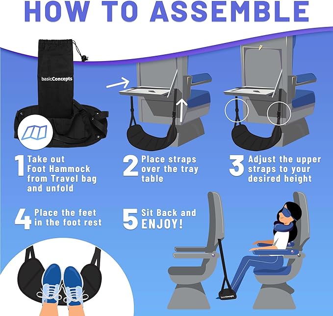 Airplane Foot Rest (Travel Comfortably), Perfect Foot Hammock Airplane or Plane Travel Essentials to Relax Your Feet - Airplane Travel Essentials, Long Flight Essentials, Airplane Foot Hammock