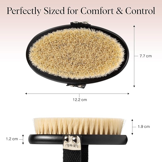 Kitsch Dry Brushing Body Brush for Lymphatic Drainage- Soft Bristles - Reduces Cellulites, Removes Dry Skin and Improves Blood Circulation, Body Exfoliator Scrubber for Glowing Skin, Sauna Accessories