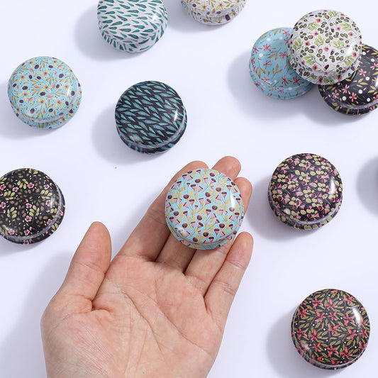 12 Pack Lip Balm Containers, Lip Balm Containers Empty - Reusable Mini Round Tinplate Jars with Lids, 20ml Small Flower Design for Travel, Camping, and Storage