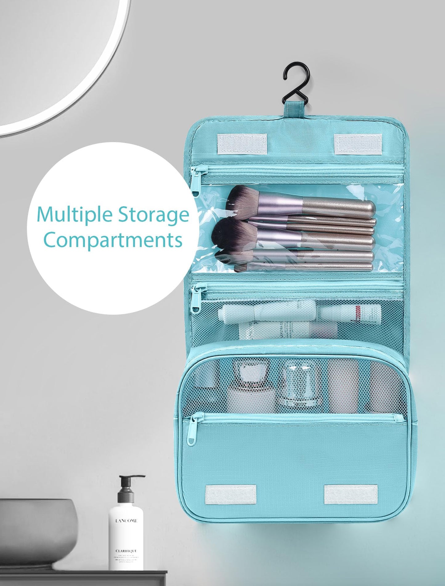 DIMJ Packing Cubes Suitcase, 8 Pieces Packing Cubes for Travel, With Toiletry Bag Hanging, Packing Cubes Carry on Luggage Cubes Packing for Clothes, Shoes, Underwear, Cosmetics, Travel Essential(Blue）