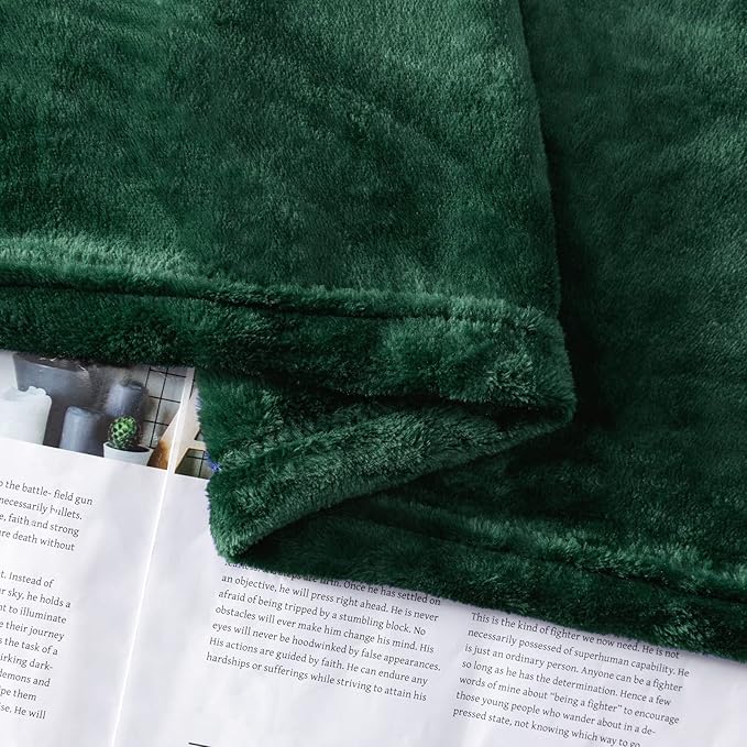 JIAHANNHA Flannel Fleece Blanket Throw Size(60 by 80 Inches),Green Throw Blanket for Couch Sofa Bed 280GSM,Super Soft Plush Cozy and Lightweight Warm Bed Blanket for All Season