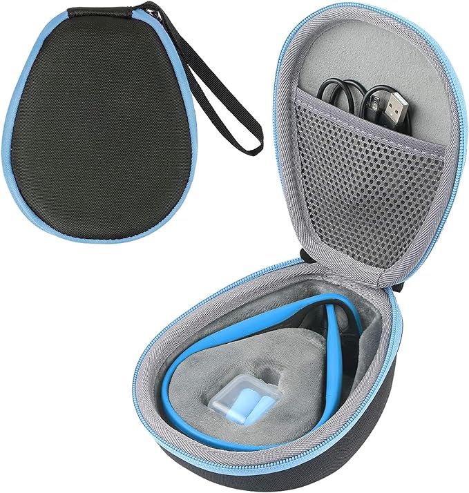 co2CREA Hard Case for SHOKZ New OpenRun Pro 2/1, OpenRun, OpenMove, OpenSwim Pro, OpenSwim, Compatible with All SHOKZ Open-Ear Bone Conduction Sport Headphones, Black Case + Ocean Blue Zipper