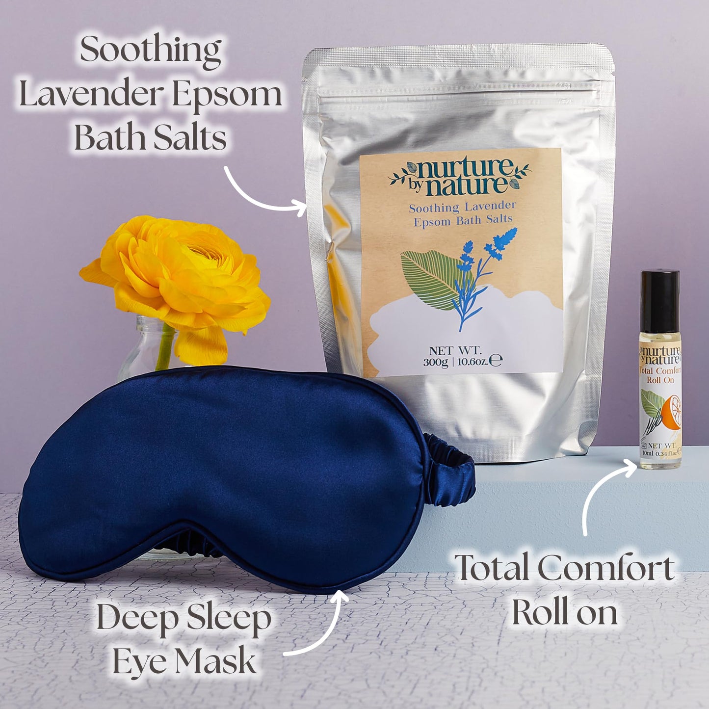 Nurture by Nature Relaxing Spa Gifts for Women - New Mom Gifts Care Package for Women with Deep Sleep Pillow Spray & Bath Salts, Vegan & Cruelty Free New Mommy Essentials - Baby Shower Gift Baskets