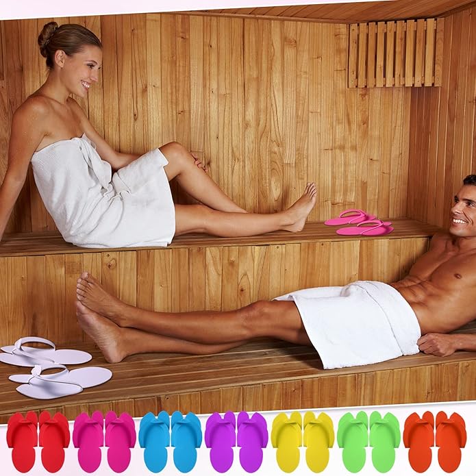 JaGely 90 Pairs Disposable Pedicure Slippers Bulk, Pedicure Flip Flops Disposable Anti Slip EVA Foam Spa Slippers Sandals for Guests Women Girls Kids Foot Bath Nail Salon Party Supplies