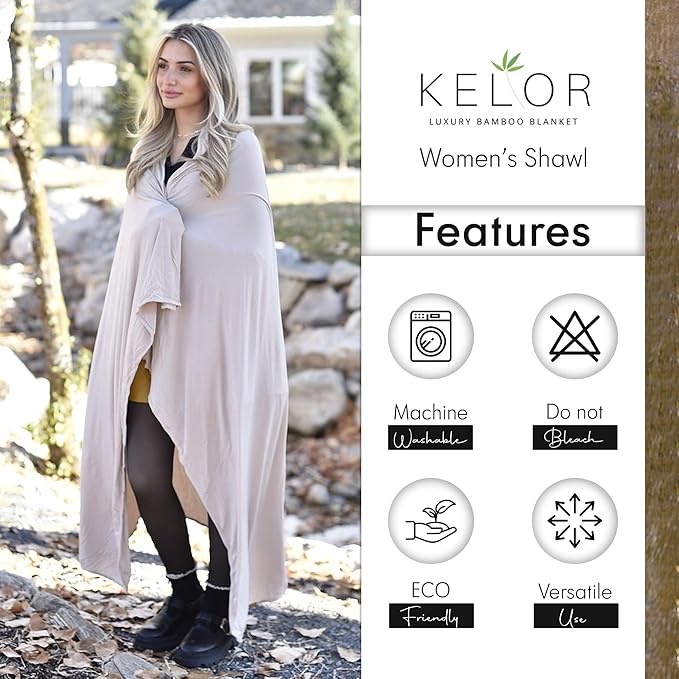 K E L O R Luxury Cooling Travel Blanket - Stretchy, Lightweight Soft & Breathable Shawl Wraps for Women